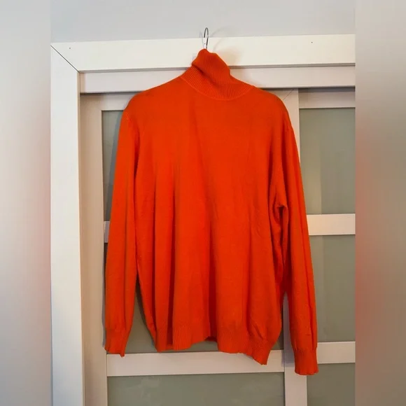 Women's Orange Turtleneck Sweater - Picture 2 of 3